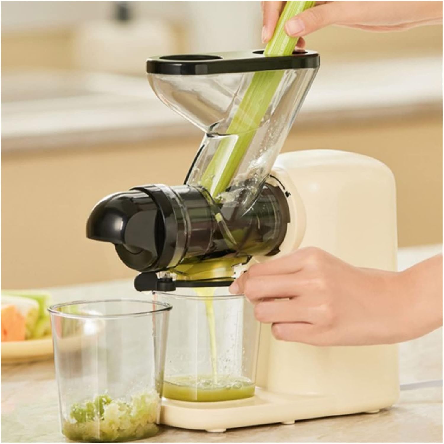 Electric Slow Juicer Multifunction Fruit Vegetable Screw Cold Press Extractor Automatic Squeezer Citrus Juicer Portable Blender (Color : Blue, Size : AU) (Blue E)