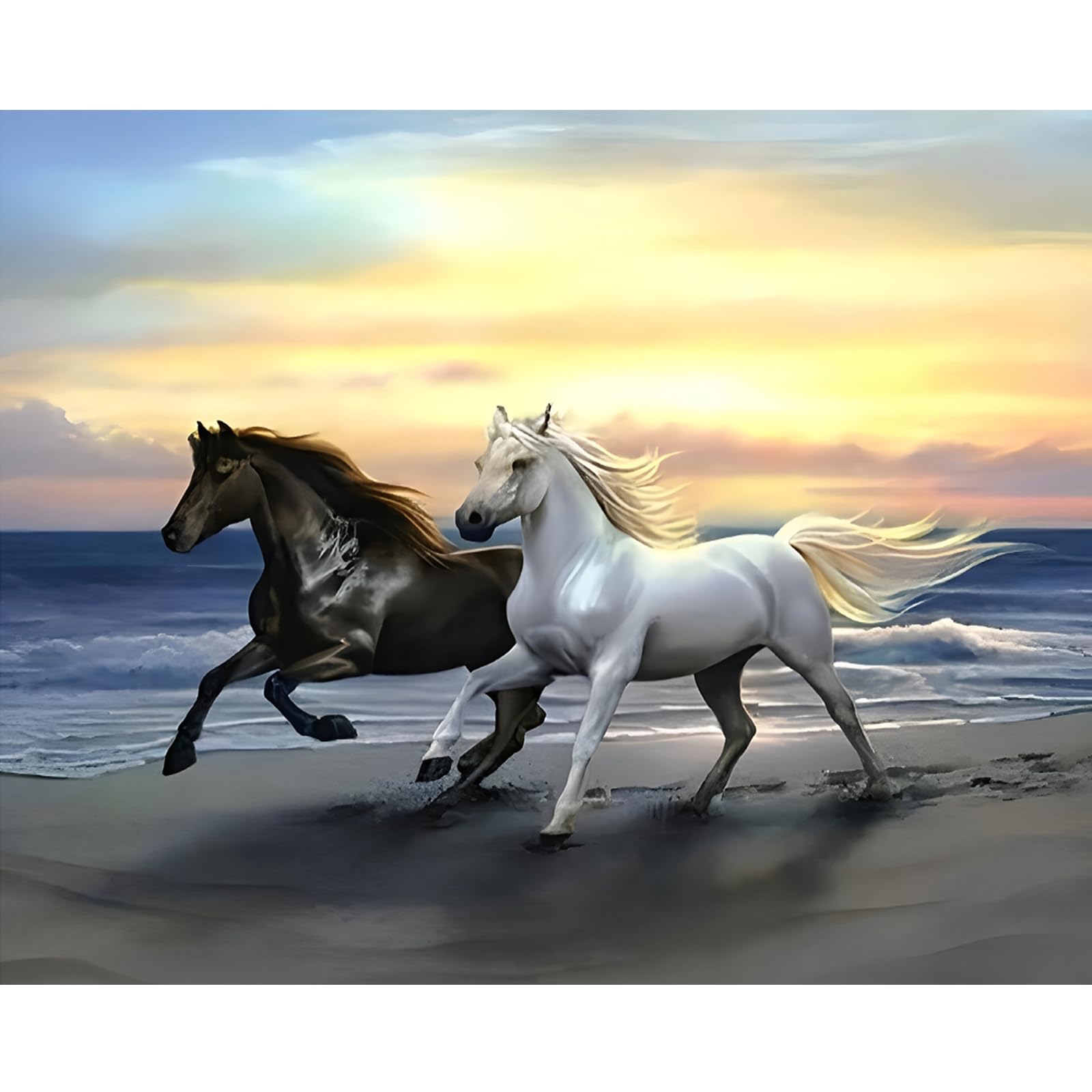 Poetrydraw Multicolor Horse Full Diy 5D Round Drill Diamond Art Painting Gem Art For Adults/Beginners Gift Idea Home Decor Diamond Art Paintings Picture Arts Craft 19.69X15.75in
