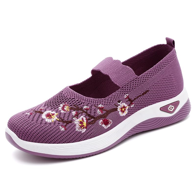 Shoes Women's Summer New Cloth Shallow Mouth Soft Sole not Tired feet Single Shoes one Pedal Embroidered Breathable, wear-Resistant and Comfortable