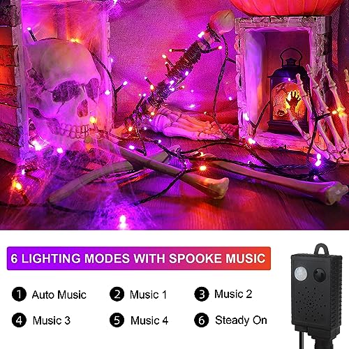 Xtf2015 XTF-105FT-SKZJC Halloween Lights, 105Ft 300 Led Halloween String Lights With Spooky Music Motion Sensor Controller Twinkle Waterproof Purple Orange Lights Plug In For Indoor Outdoor Tree Party Yard Room Decor thumb #3