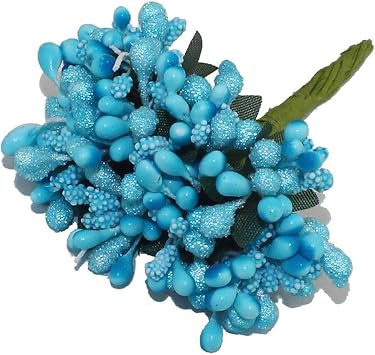 Tvoip 144PCS/lot Mulberry Party Artificial Flower Stamen Wire Stem/Marriage Leaves Stamen Wedding Box Decoration Blue