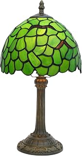 Tiffany Lamp Stained Glass Table Lamp Christmas Green Leaf Small Bedside Lamps Living Room Dining Room Office Decoration Desk Lamp Home Decoration Creative Gift