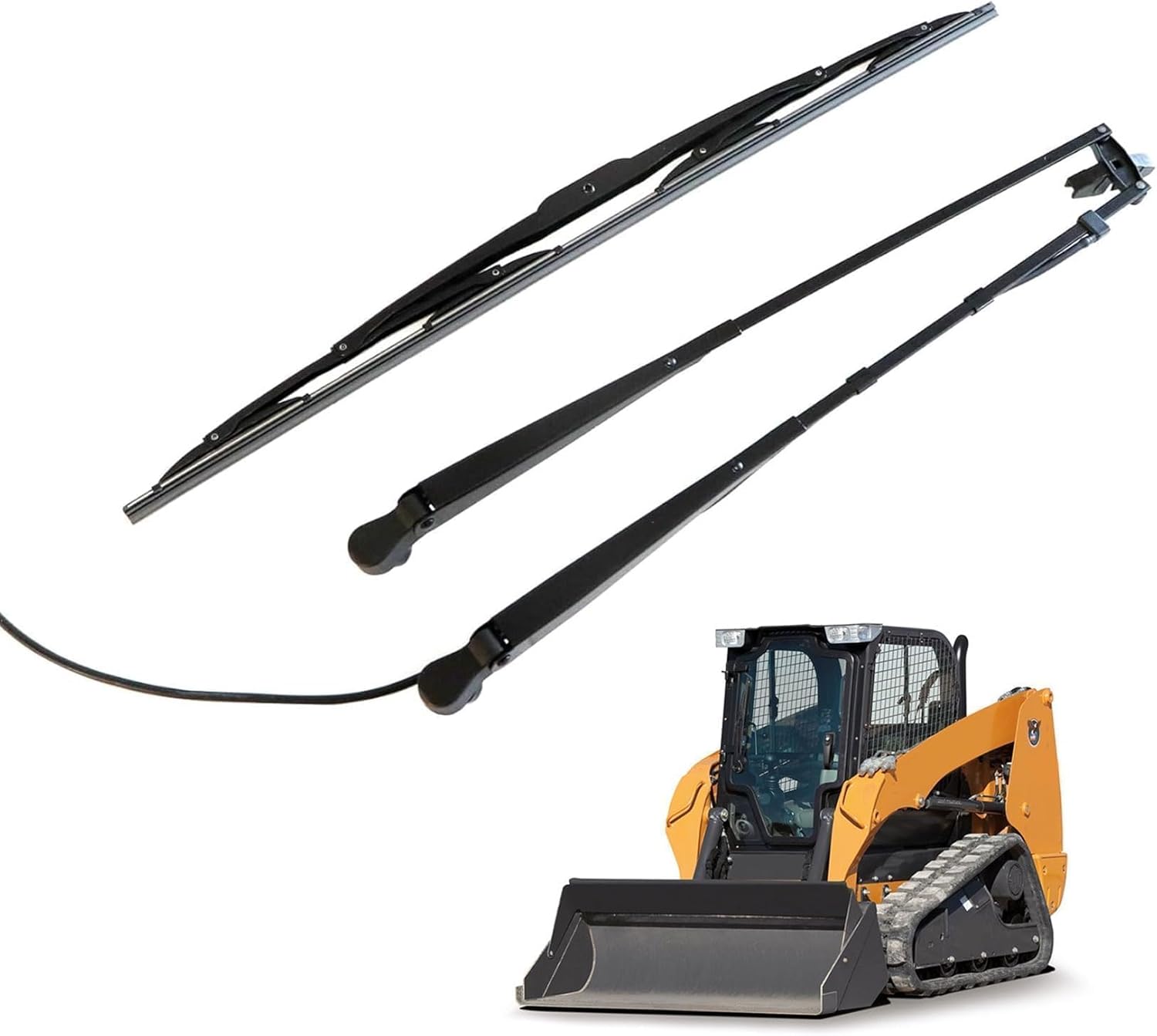 Wiper Arm Blade Kit Compatible With Case Compact Track & Skid Steer Loader TR270 TR340 SR210 SR130 TV380 C227 L455 L170 L220 Windshield Wiper Arm and Blade #47778552 47405956