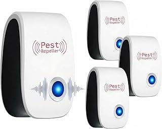 BugShield Ultraschall-4 Stück Skield Milbenstecker–Elektronisches Insekten & Mäuse Vertreibungsgerät mit Stecker gegen Milben,Flöhe,Bettwanzen,Mücken–Ungiftig & Geräuschlos für Schlafzimmer, Wohnung