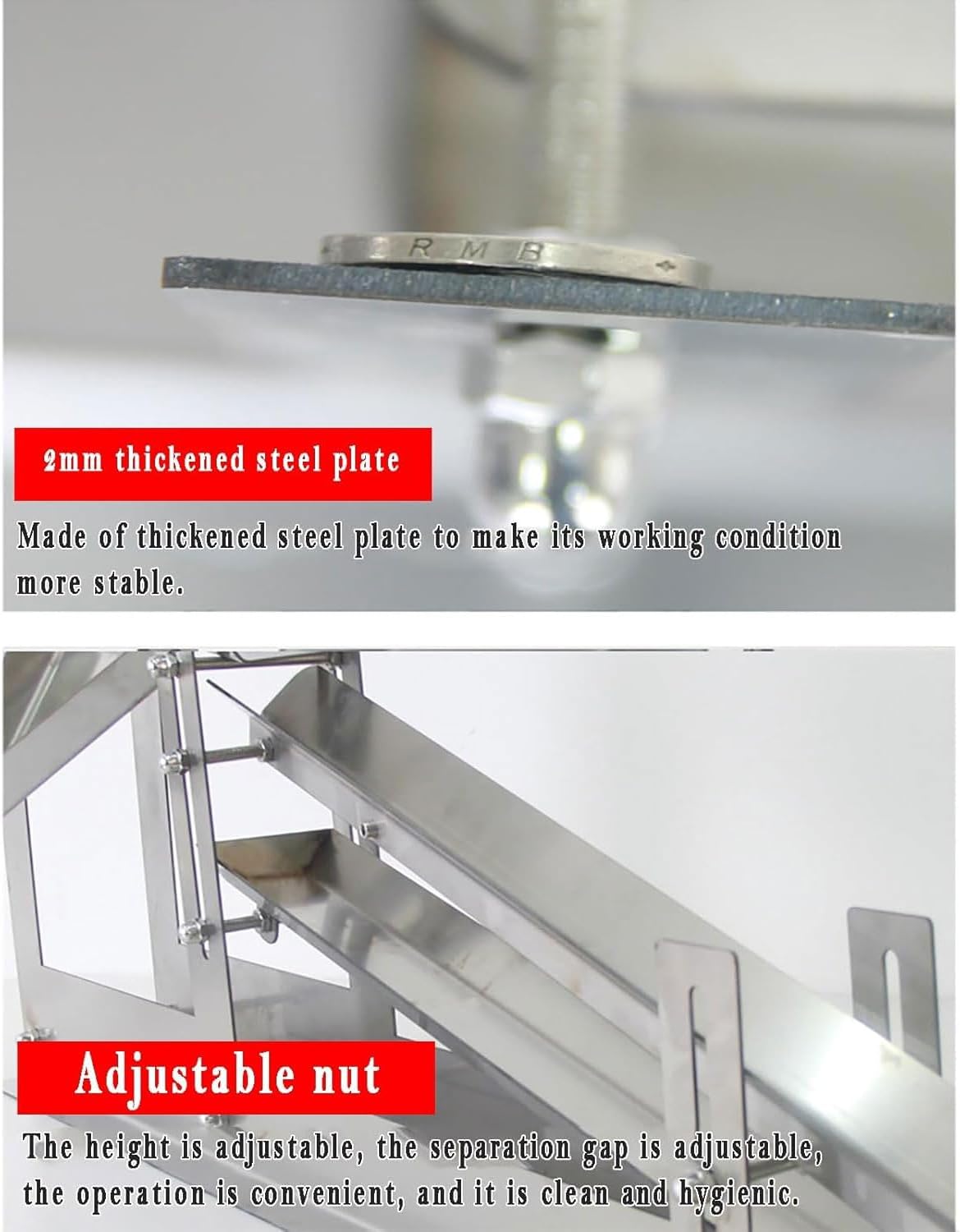 JOSBY 500-800 Pcs/H Egg Liquid Filter, Commercial 304 Stainless Steel Separation Machine, Adjustable Height&Separation Gap, 2mm Thickness Chicken Yolk Protein Separator, for Duck Hen Eggs