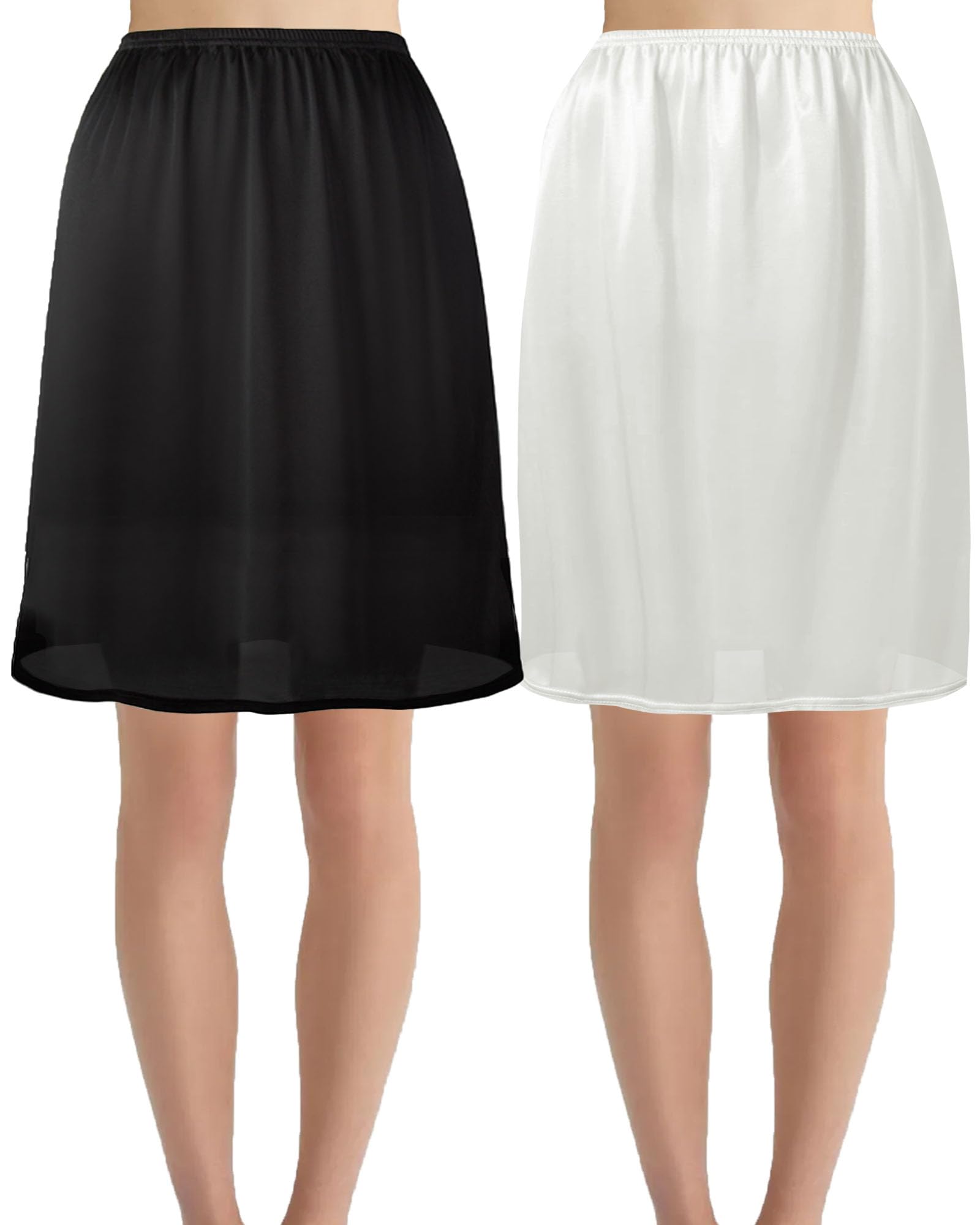 Hanpceirs 2 Stück Damen Petticoat Unterröcke für Damen halbe Slips für unter Kleider Satin Rock Extenders