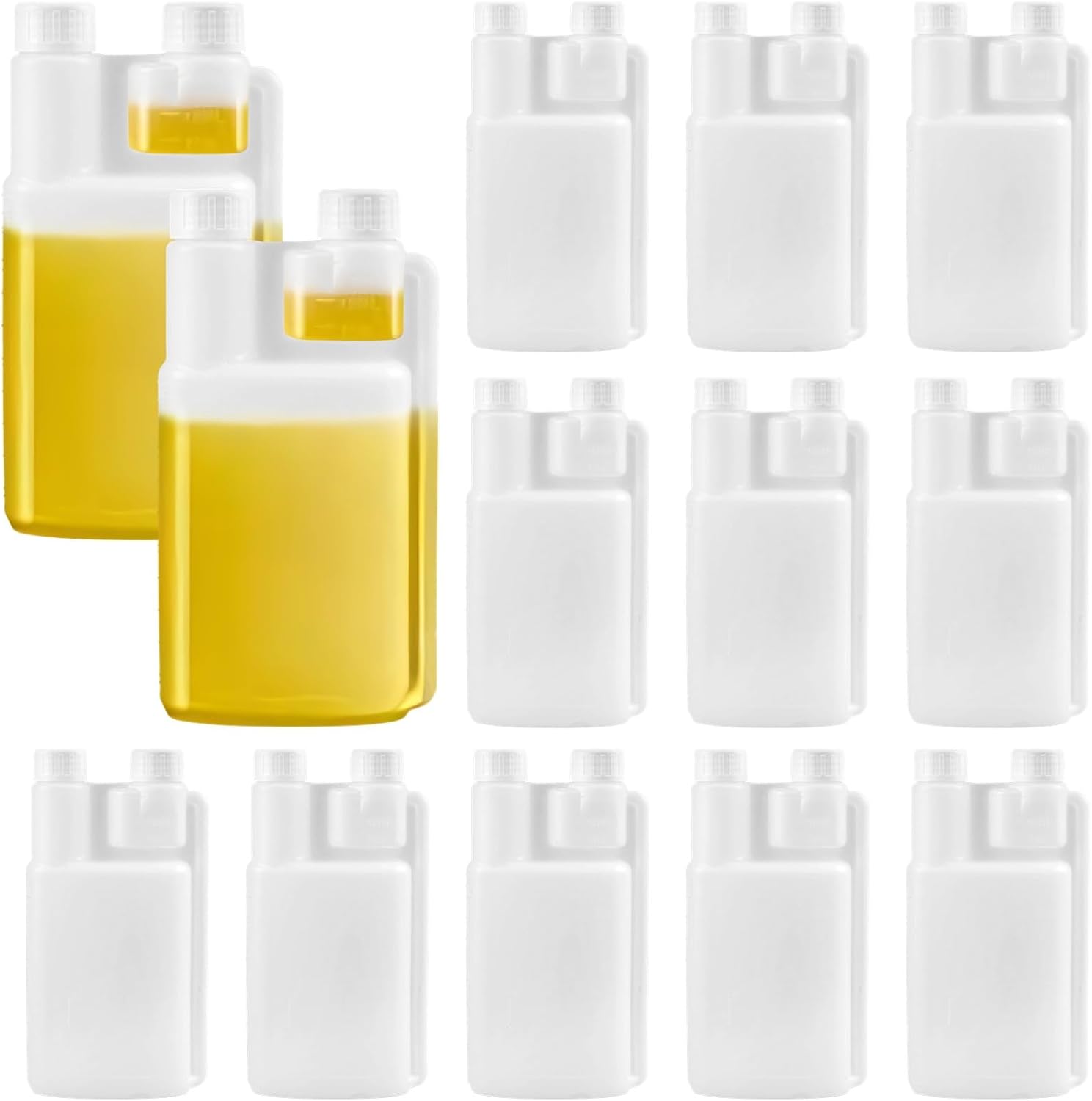 12-Piece Dual Neck Flasks Set, 17 Oz + 1 Oz, Portable Plastic Bottles for Liquor, Outdoor Use