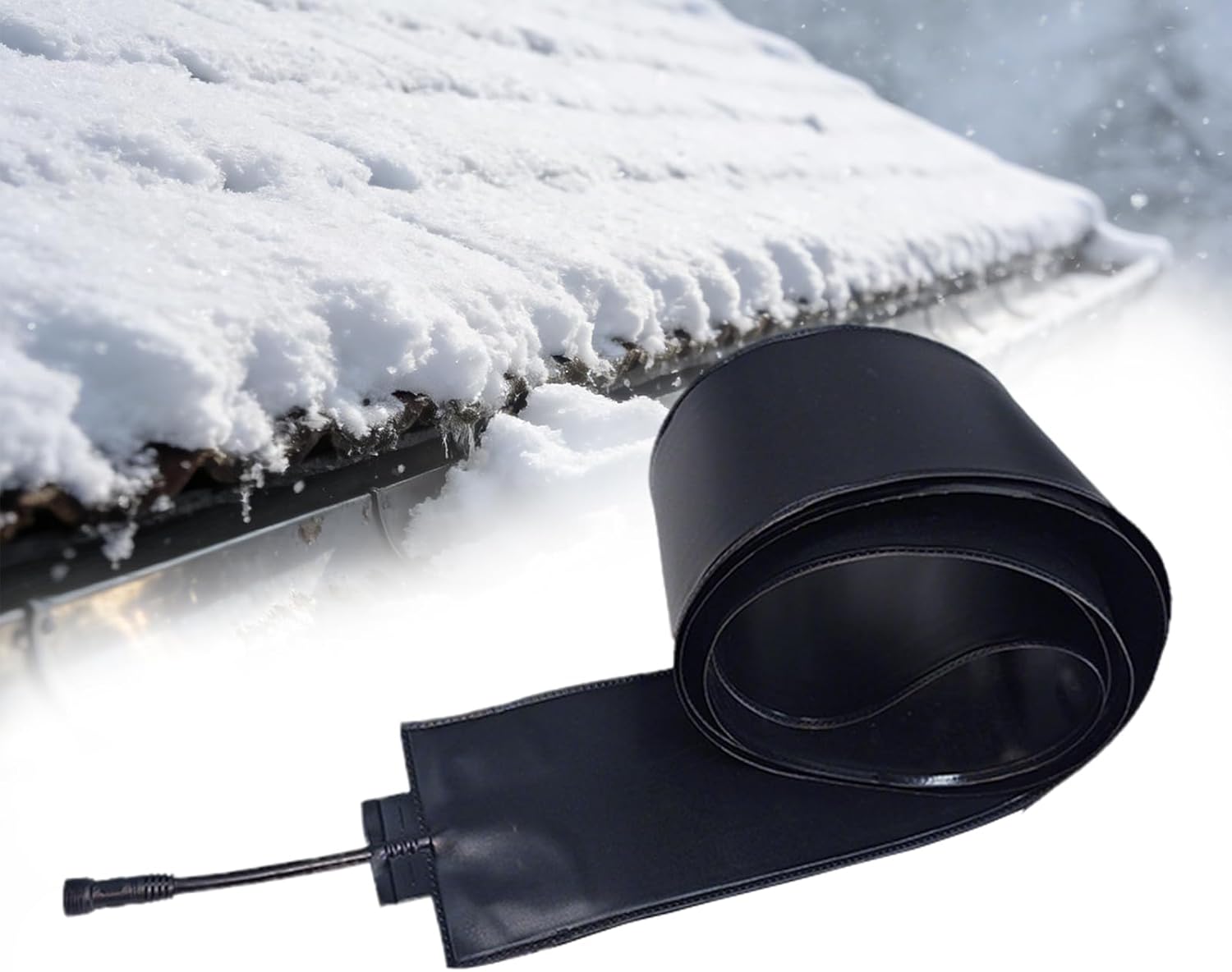 Heated Snow Melting Mats, 12cm Roof Heat Tape, Flexible Outdoor De-Icing Mats for Gutters & Downspouts, Winter Ice Melt Solutions, 150cm/4.9ft Snow Removal Products