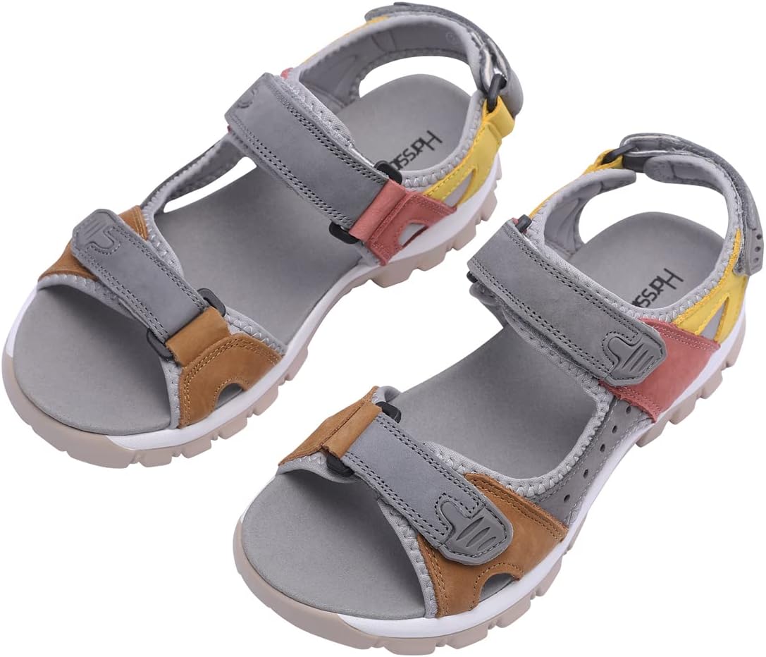 Harssidanzar Women's Leather Sandals Outdoor Sandals Hiking Sandals Casual Walking Sandals Strap Adjustable Beach Sandals For Women SL256US - Image 5