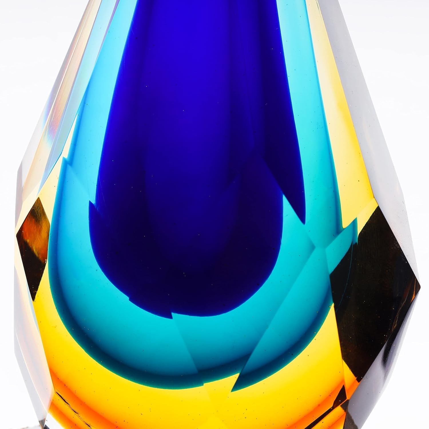 Yao Yuan Hand-Blown Glass Sculpture Glass Decor Murano-Style Glass Statue and Figurine Wonderful Gift, Blue and Green Color