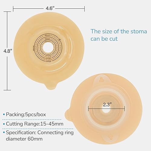 Miniatura 6 de 15 bolsas de colostomía de 2 piezas, suministros de colostomía, bolsas de ostomía convexas de 1.772 in de profundidad para estomas retraídos, bolsa
