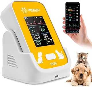 SINOHERO Veterinary Monitor for Dog with Bluetooth,Pulse Oximeter for Pet,6 Parameters Blood Pressure Rechargeable Animal(Include Dogs and Cats) for Family Clinic