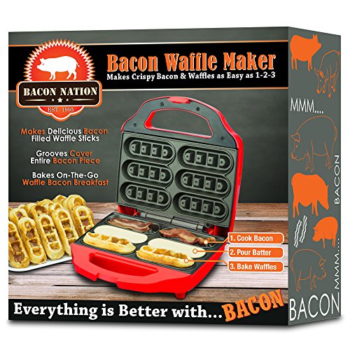Smart Planet BNB-1BW Bacon Nation Bacon Waffle Maker, Red