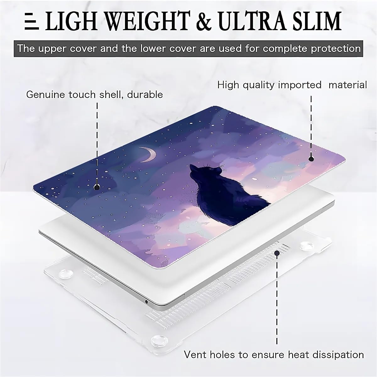 for MacBook Pro 13 Inch Case, Clear Case Good and Quiet Clear Cat Pattern 2017/2019/2020/2021 Version of M1 A1706/A1708/A1989/A2159/A2289/A2251/A2338 Plastic Hard Shell Case