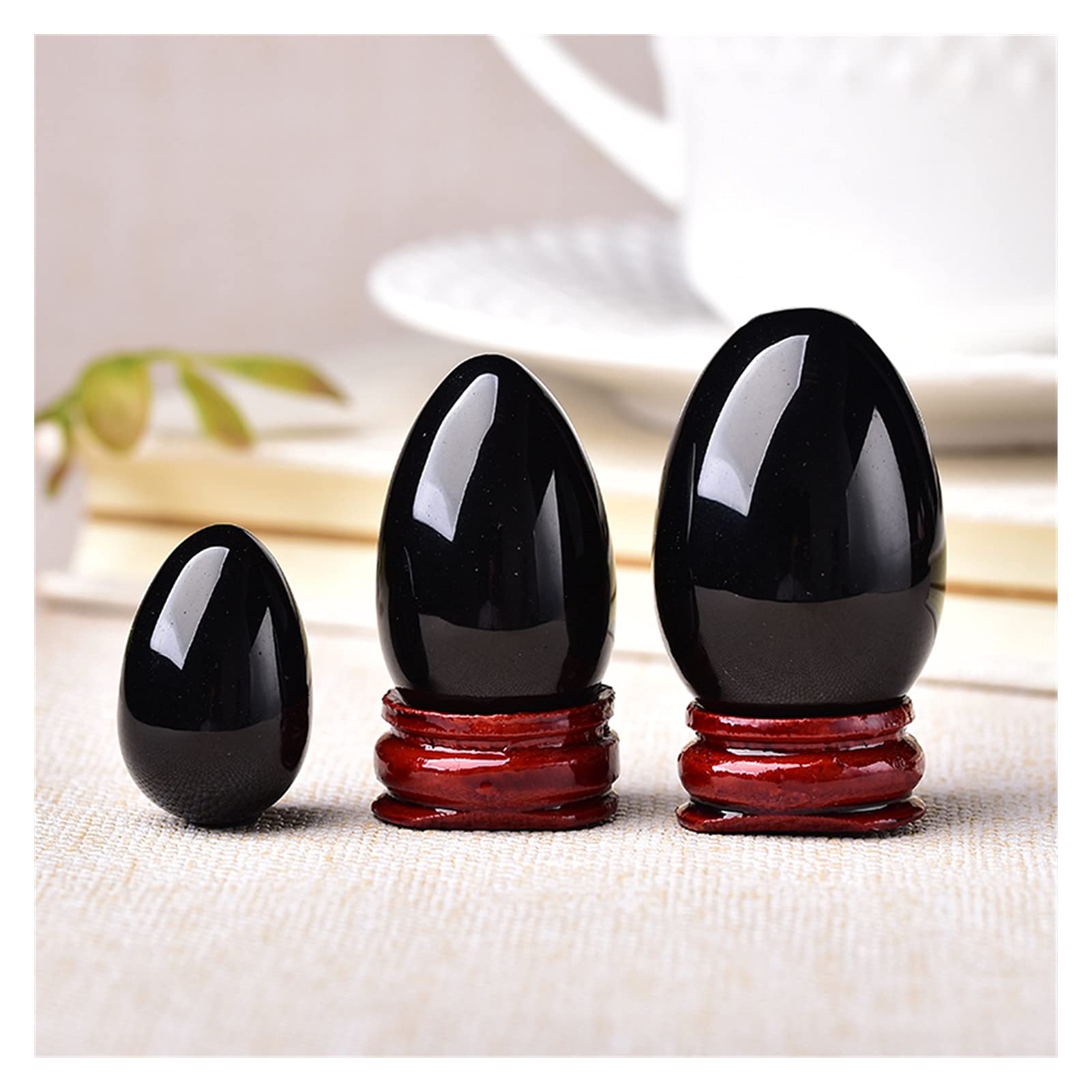 Cuarzo de obsidiana natural en huevo de 25x40mm adorno mineral energético Reiki