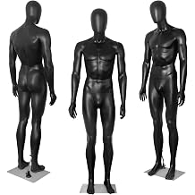 1PC Male Mannequin 73 Inch Full Body Model Stand, Poseable Mannequins Dress Form Detachable Torso for Retail Clothing Shops, Adjustable Manikin Body Display with Metal Base Connector, Black