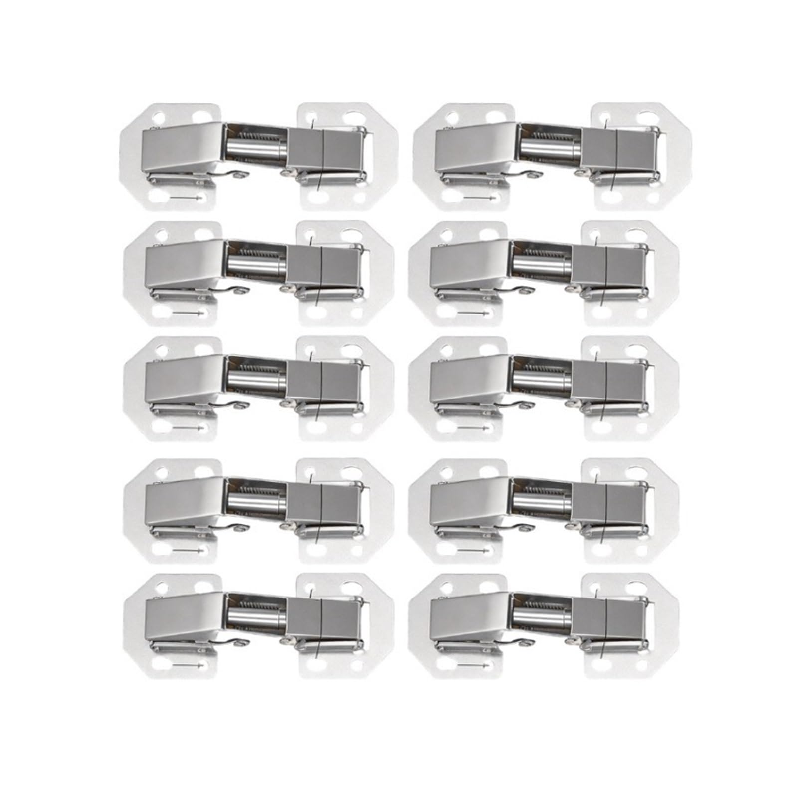 WKFBIFLY 8/10pcs Cabinet Hinges Galvanized Iron 90 Degree No-Drilling Hole Cupboard Door Buffer Furniture Hinge(10 pcs)
