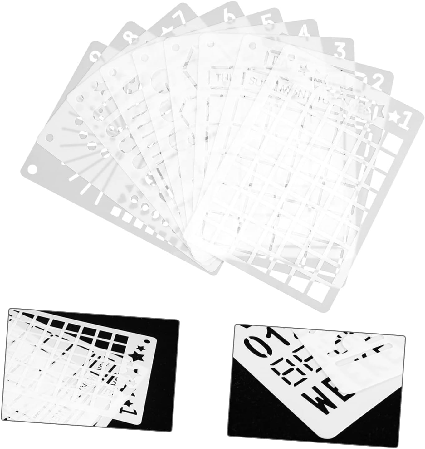 24pcs Journal Painting Stencils Plastic Templates with Smooth Edges for Scrapbooking Diary Vision Board and Safe Graffiti Drawing