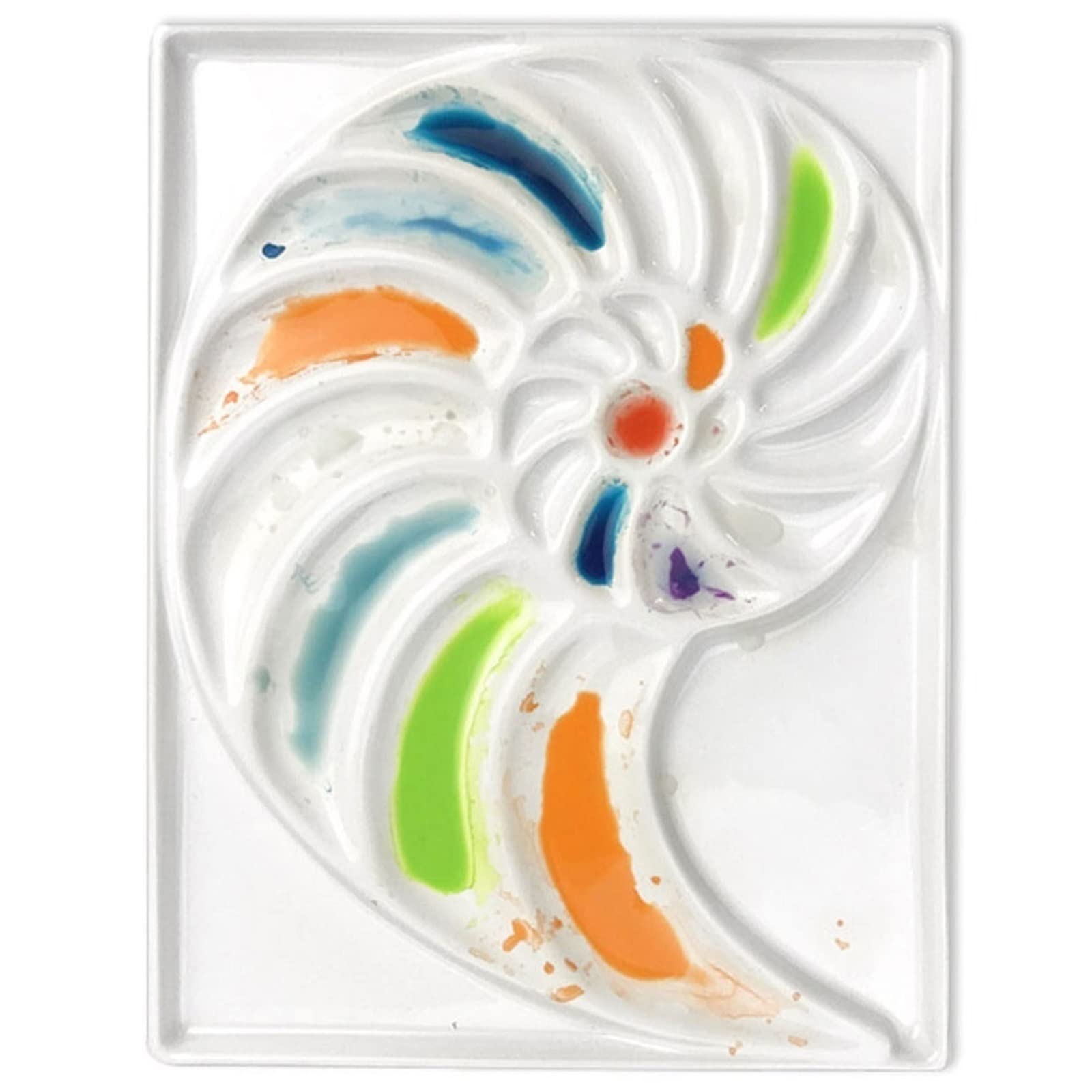 Paleta de cerámica para artistas, paleta de acuarela de caracola blanca, adecuada para acuarela, gouache, bandeja de mezcla de pintura al óleo