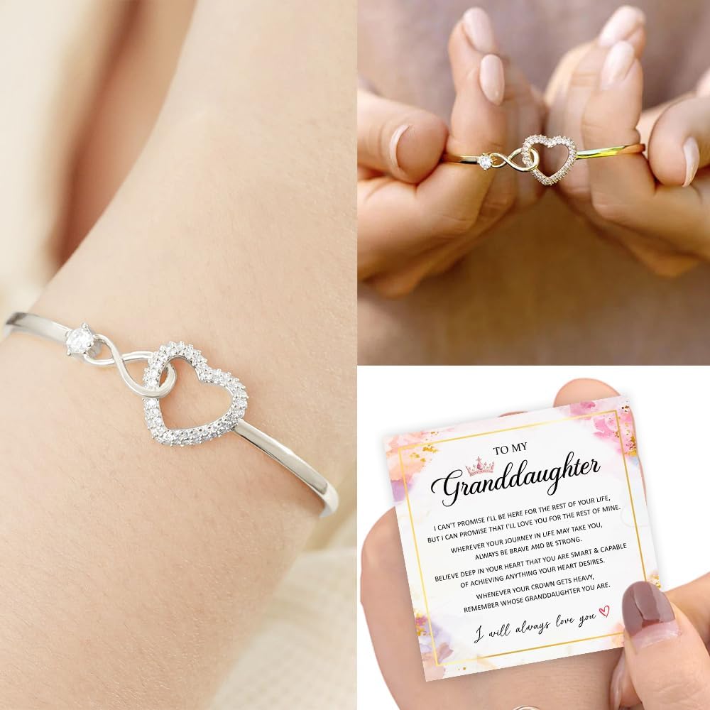 To My Granddaughter Bracelet From Grandma Grandmother or Grandpa Grandfather With Heartfelt Message & Box, Jewelry Gift For Granddaughter From Grandparents On Graduation, Birthday, Wedding, Christmas