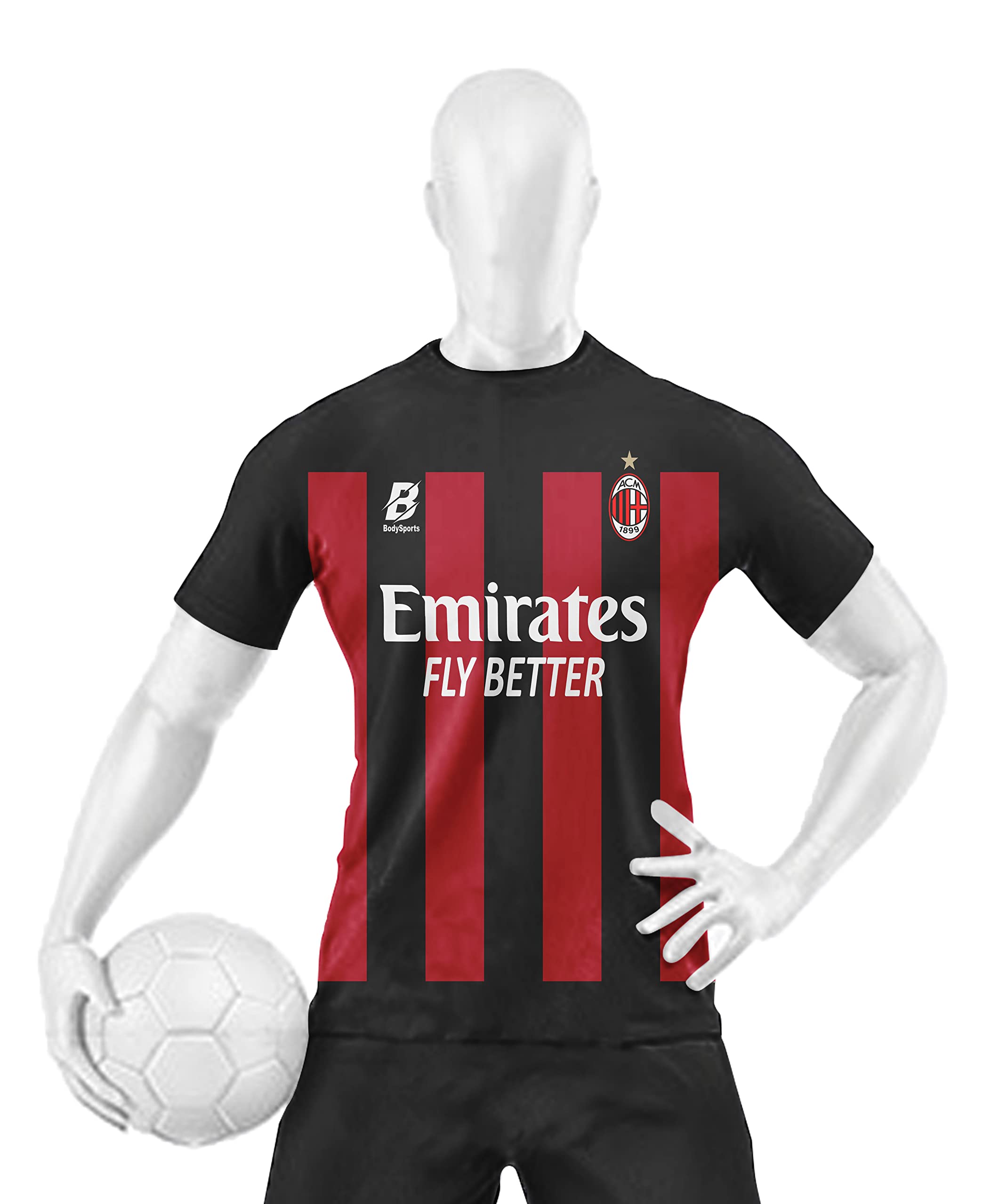 BODYSPORTS.CO Unisex-Adult Polyester Blend Milan Home Football Regular Fit Jersey 2022 (44) Black 2