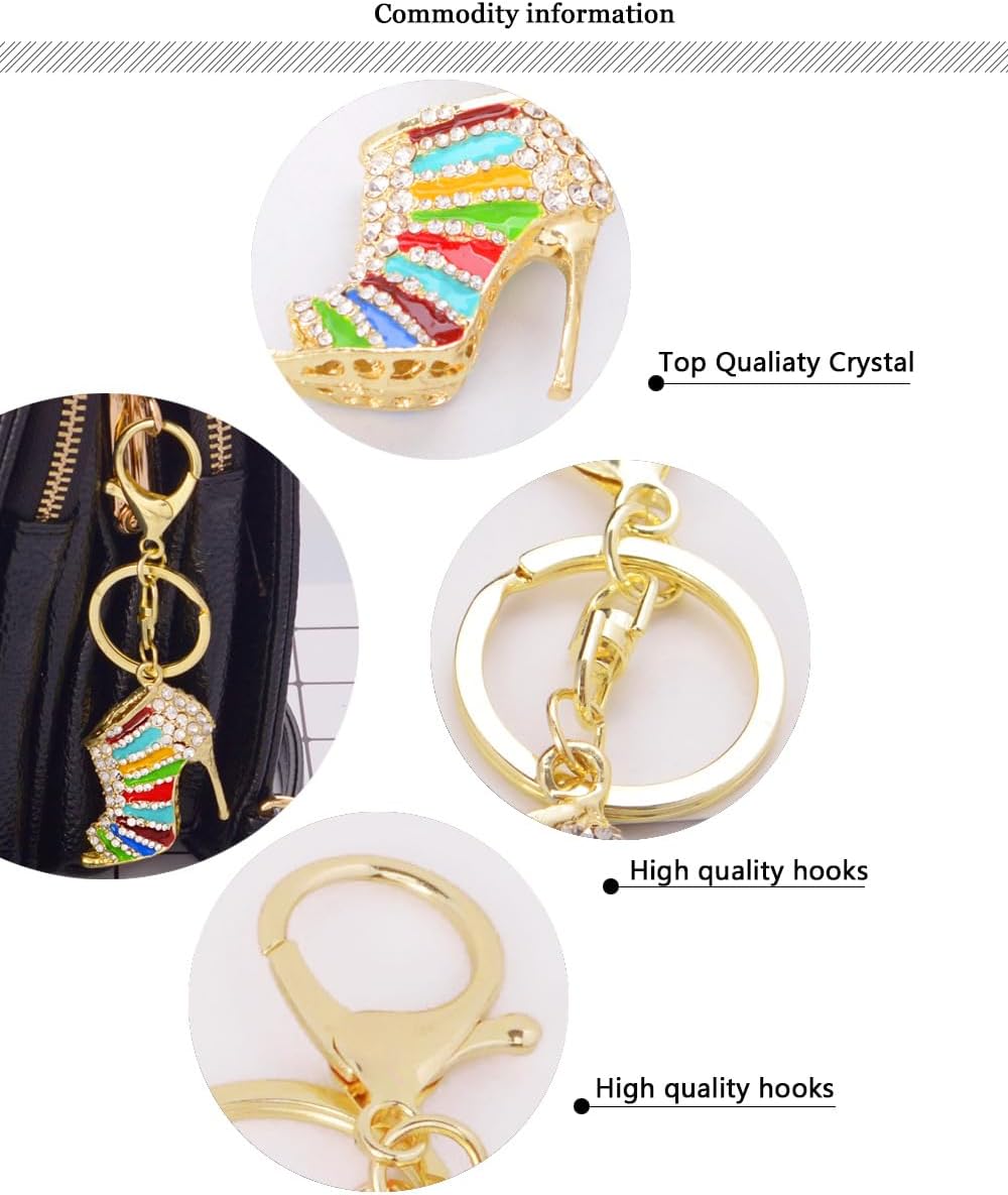 Lady Gift Rhinestone Stiletto High Heel Shoe Crystal Enamel Keychain Multicolor Enamel Keychain (pink) - Image 4