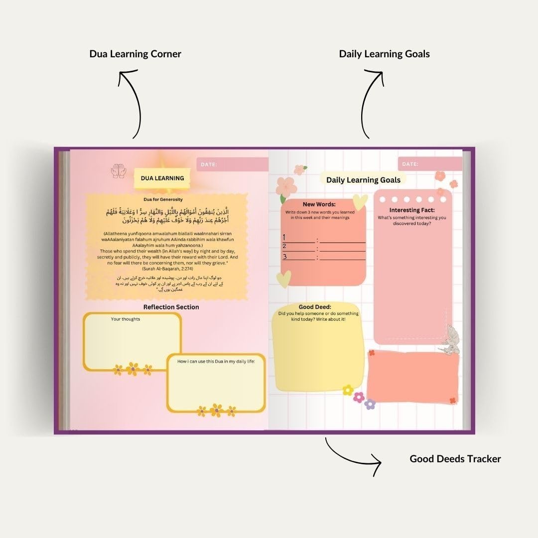 My Path to Faith: Islamic Diary for Young Muslims | Journal, Namaz Tracker, Daily Duas, and Reflections | Includes Free Stickers, Pen, and Bookmark 4