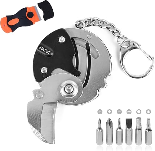 Mini herramienta multifuncional plegable para exteriores 7 en 1 - Pequeña herramienta EDC con juego de destornilladores - colgante de bolsillo