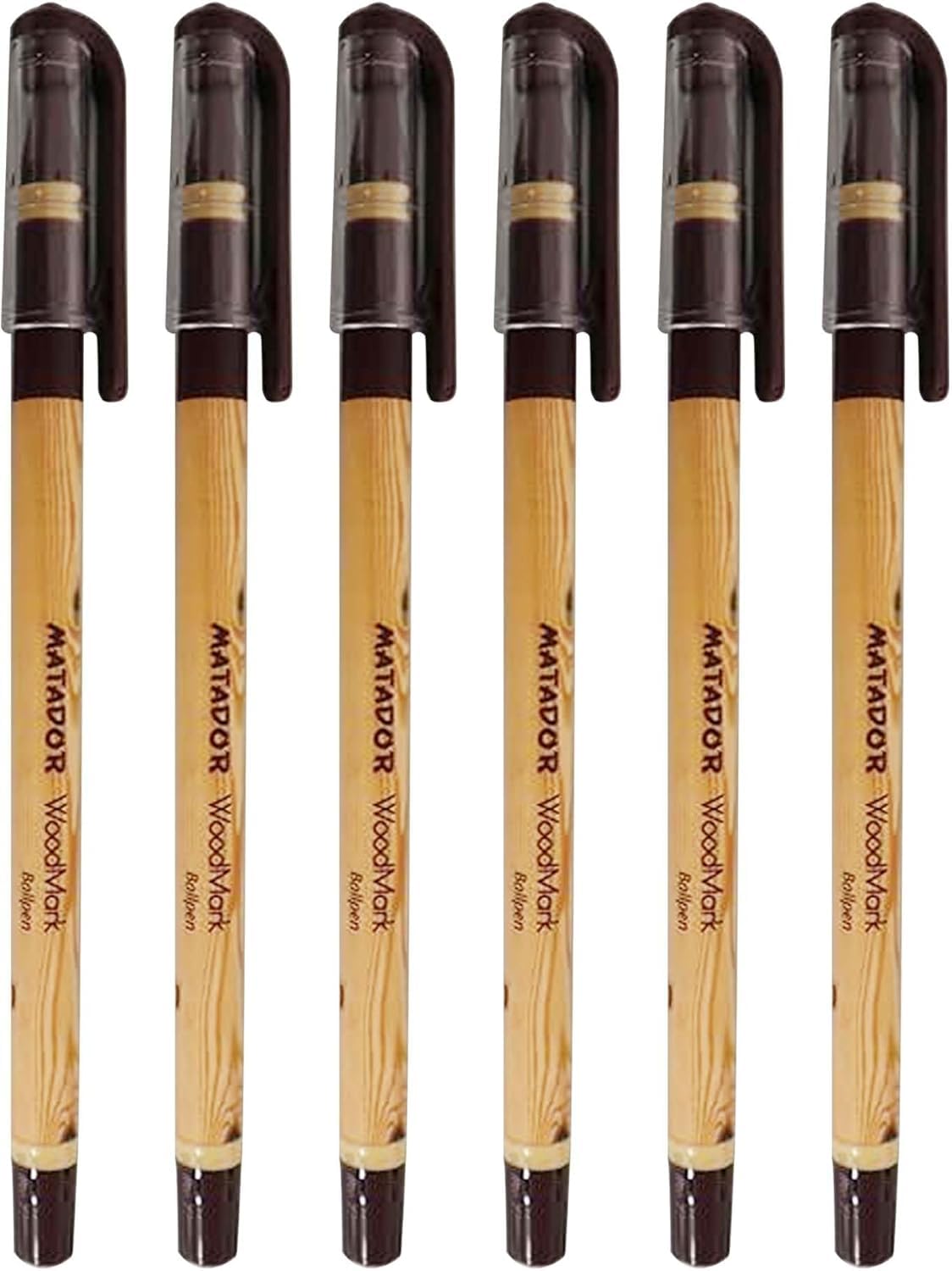 Matador WoodMark Ball Pens | Oil Based Ink Gel Pen | Medium (0.6 mm) Retractable NS Tips with TC Ball Wood Mark Ball Pens | Extra Refilling Opportunity | Pack of 6 (Black (pack of 144))