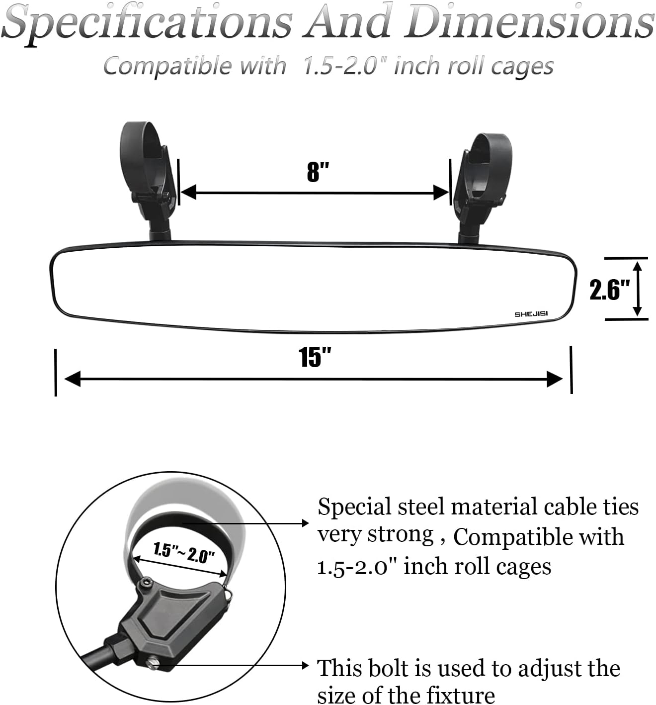 Universal UTV Mirrors, Aluminum Alloy Material,2023 New RZR Rear View Mirror for 1.5" to 2" Roll Cage, Adjustable for Best View, Compatible with Polaris RZR,Can Am X3,Kawasaki Mule,Honda Pioneer SXS