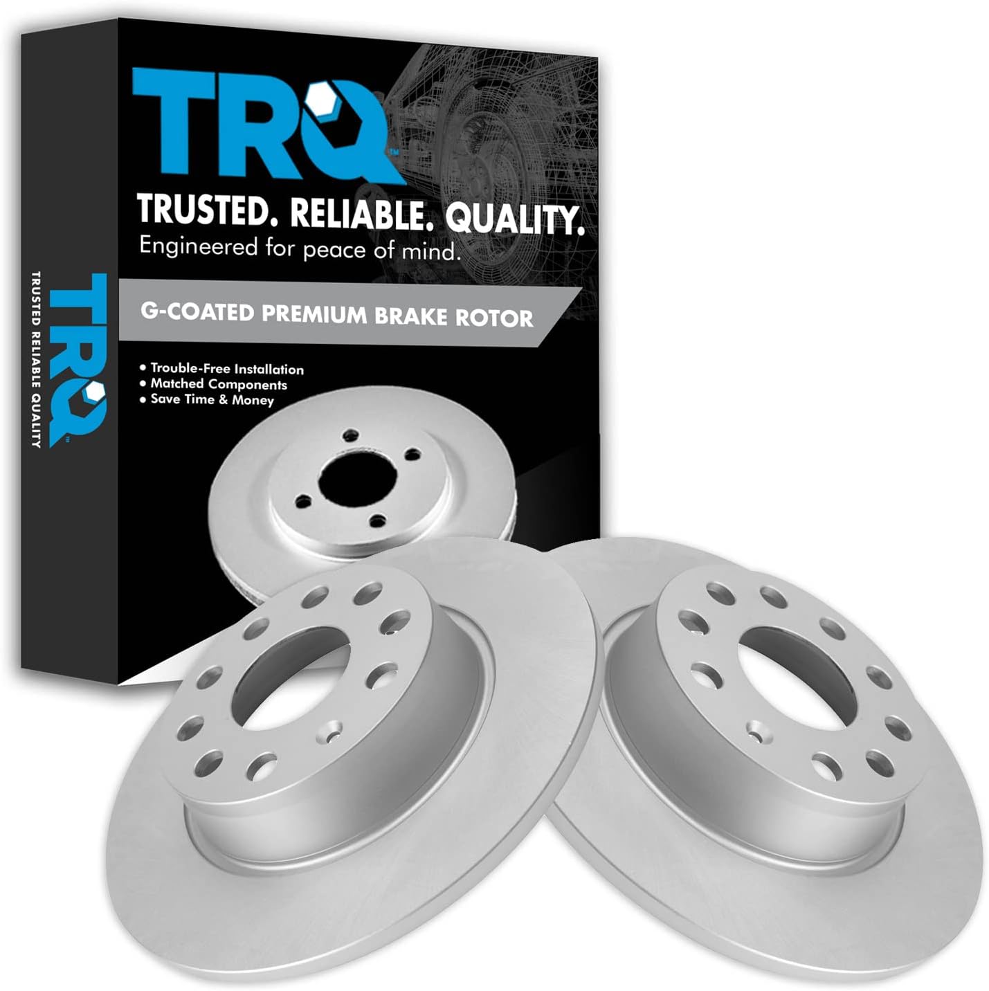 TRQ Rear Brake Rotor Set Compatible with 2010-2020 Audi 2009-2023 Volkswagen