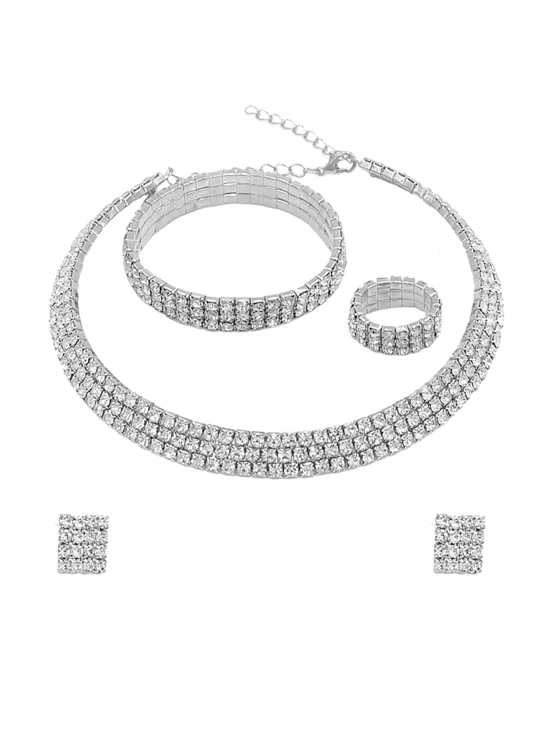 Yellow Chimes Crystal Jewellery Set for Women Crystal Jewelry Set Silver Plated Choker Necklace Set with Earrings for Women and Girls. (Design 16) (B0B1VGW4DV) Amazon Price History, Amazon Price Tracker