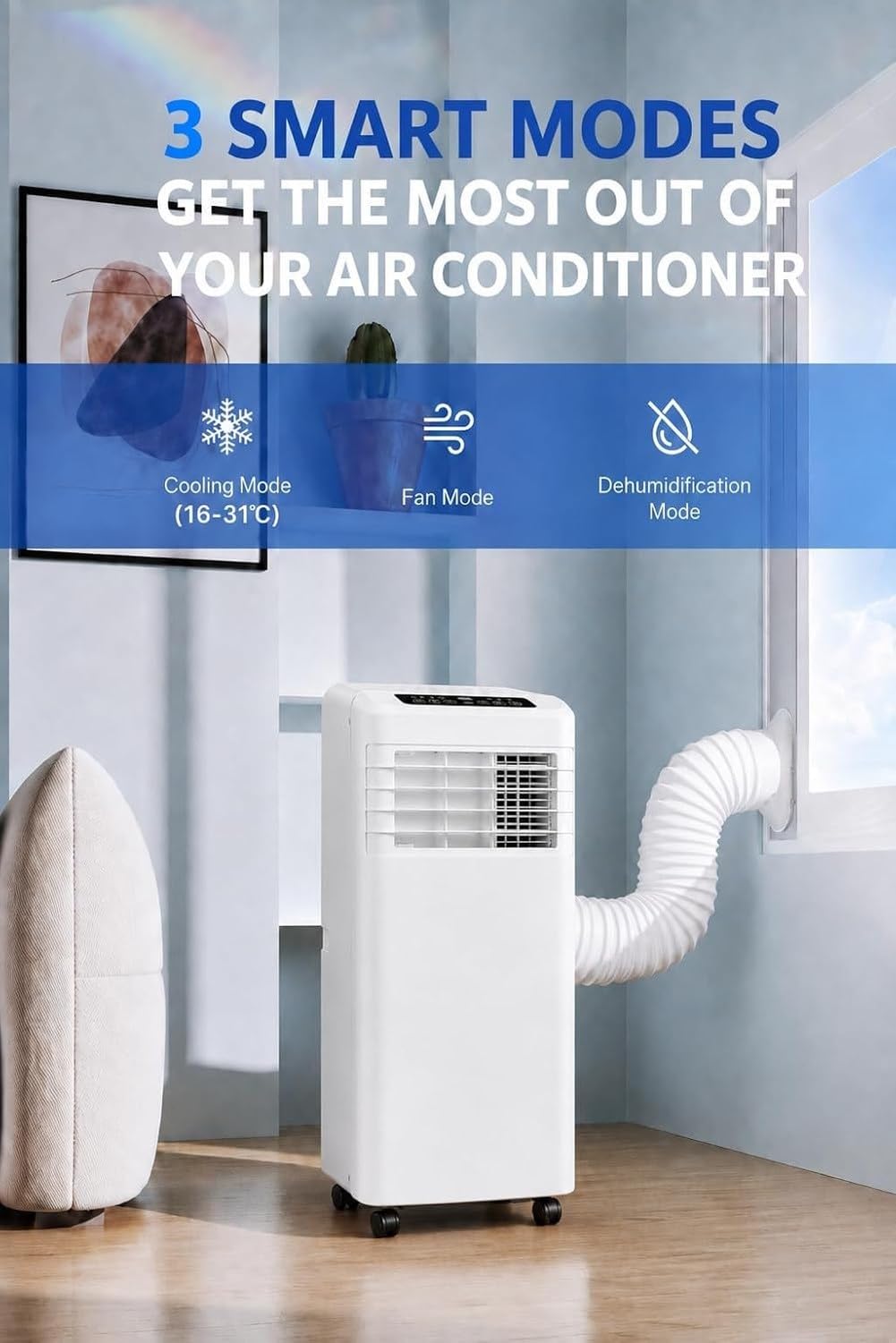 Aire Acondicionado Portátil 5000 BTU con Mando a Distancia y Temporizador 24 Horas, Enfriamiento para Hogar y Oficina hasta 16-24 m², Comes with UK 3-Pin Plug (, 9000BTU, 9000BTU