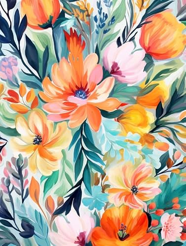 SKRYUIE Paint by Numbers Kit for Adults Beginner Flower, Acrylic Abstract Oil Painting by Numbers Kits with PaintBrushes Paintwork Art Crafts Canvas for Home Decor 16x20 inch