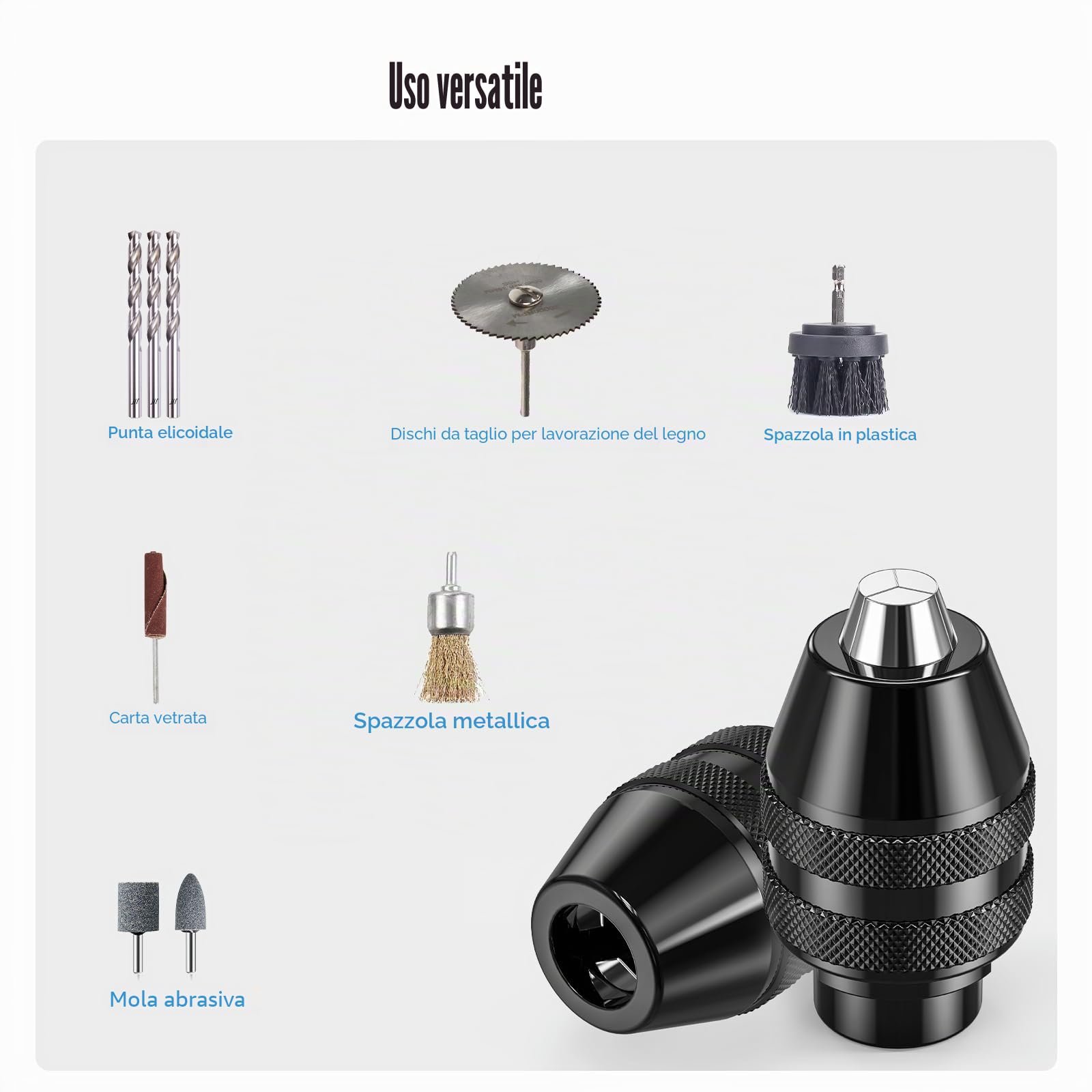 Ancable Mandrino a Sgancio Rapido per Dremel 4486 - Ricambio 1/32-1/8, Tre Punte - Accessori per Trapano Compatibili Con Modelli 4000, 3000, 300, 200, 100, 8200 (2 Pezzi)