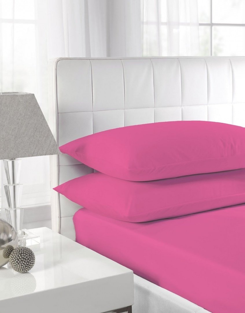Textiles Direct Easy Care Polycotton Fuchsia Single Flat Sheet โ image 1