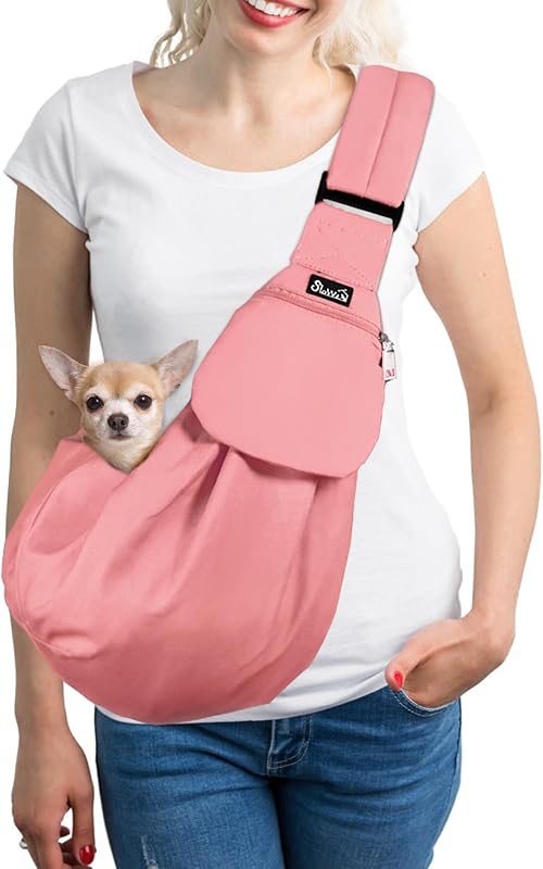 Sling para Transporte de Cães e Gatos SlowTon com Alça Acolchoada Ajustável, Peach S