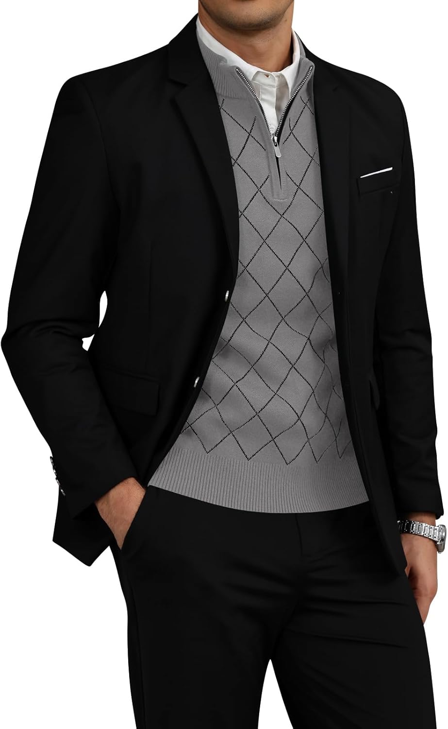 Men's Quarter Zip Up Sweaters Lightweight Slim Fit Mock Neck Pullover Casual Long Sleeve Polo - Image 4