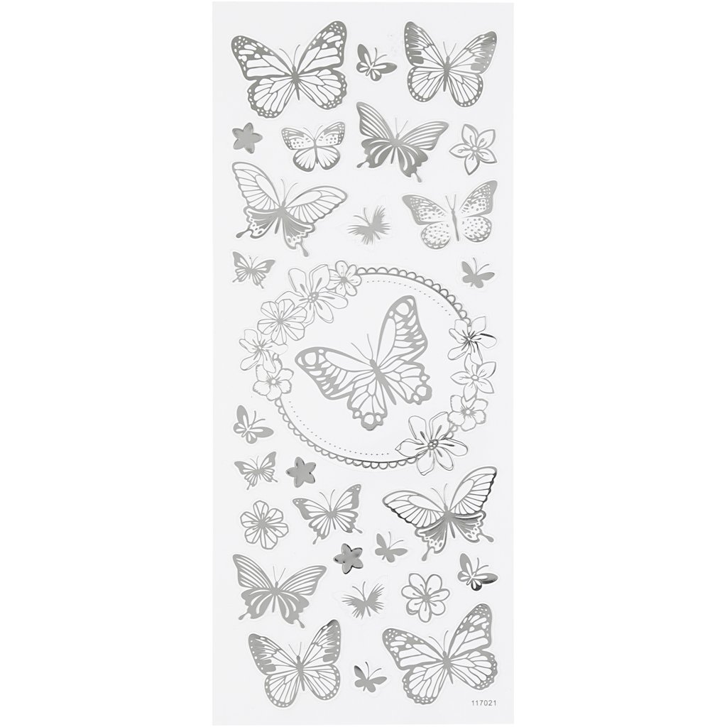 Self-Adhesive Stickers in Silver Foil on Clear Plastic Film – 10x24 cm, 1 Sheet