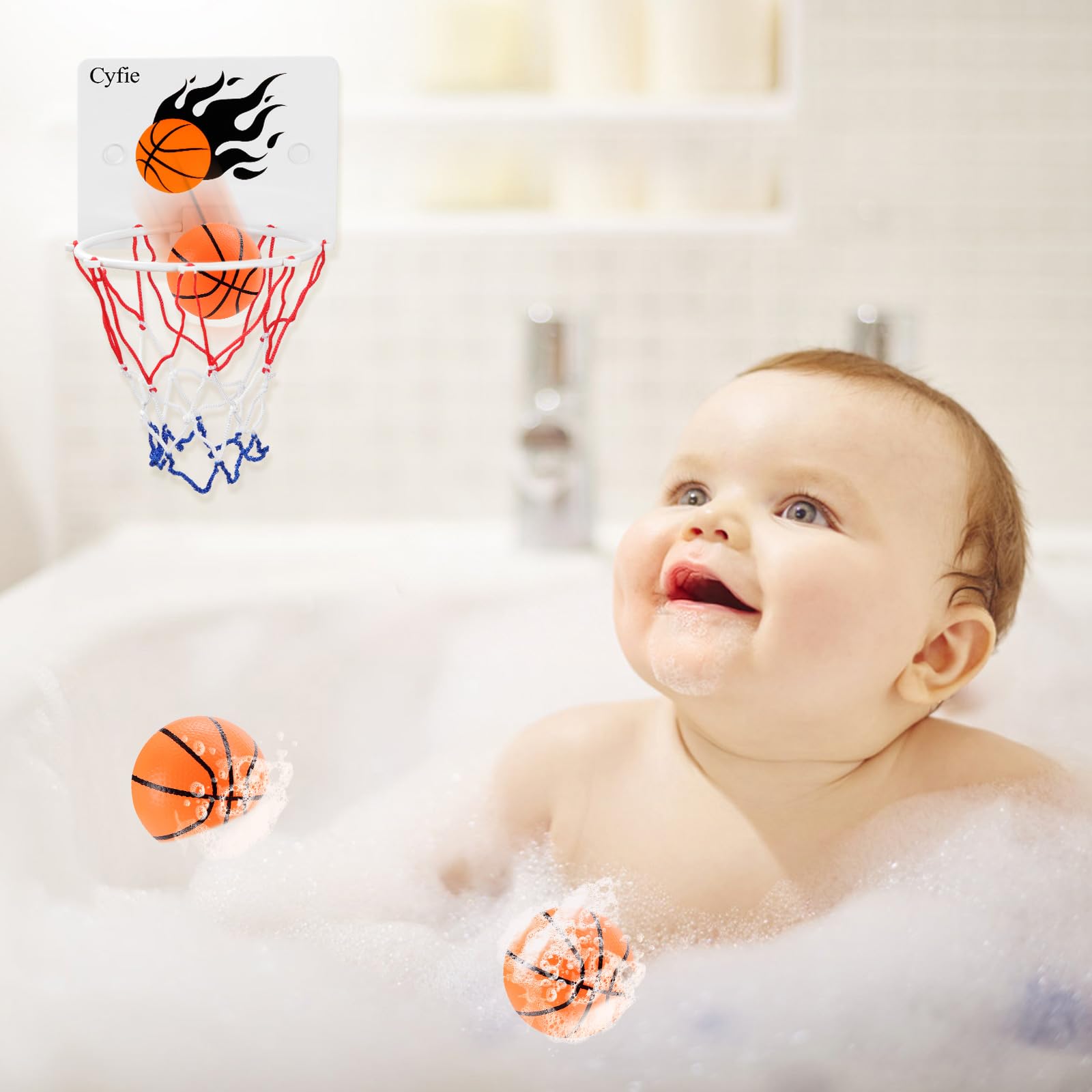 CYFIE Canestro Basket da Camera con Ventosa, con 3 Pallone Basket e 1 Pompa, Mini per Bagni, Uffici, Camere da Letto, Studi, Scrivanie, Porte, Pareti