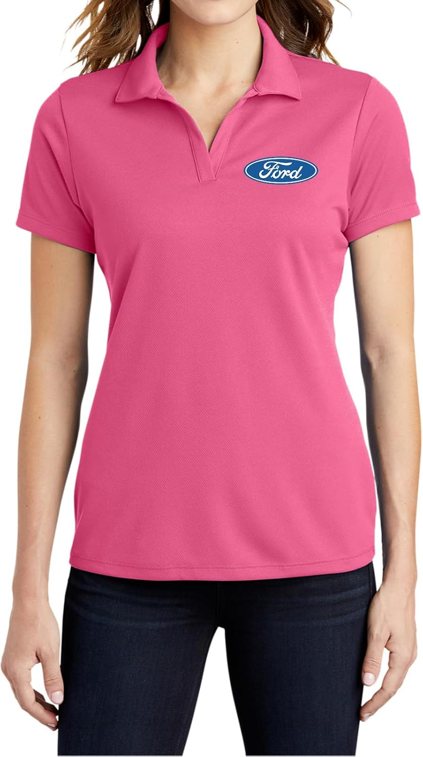 Ford Oval Chest Print Ladies Textured Polo Shirt