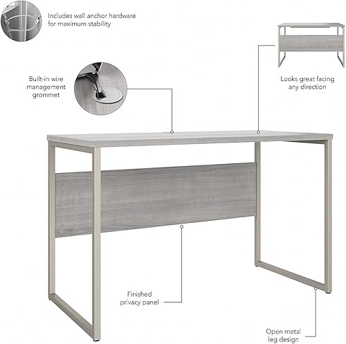 Miniatura 4 de Bush Business Furniture - Escritorio híbrido de 48 pulgadas de ancho x 24 pulgadas de profundidad para computadora con patas de metal en gris platino