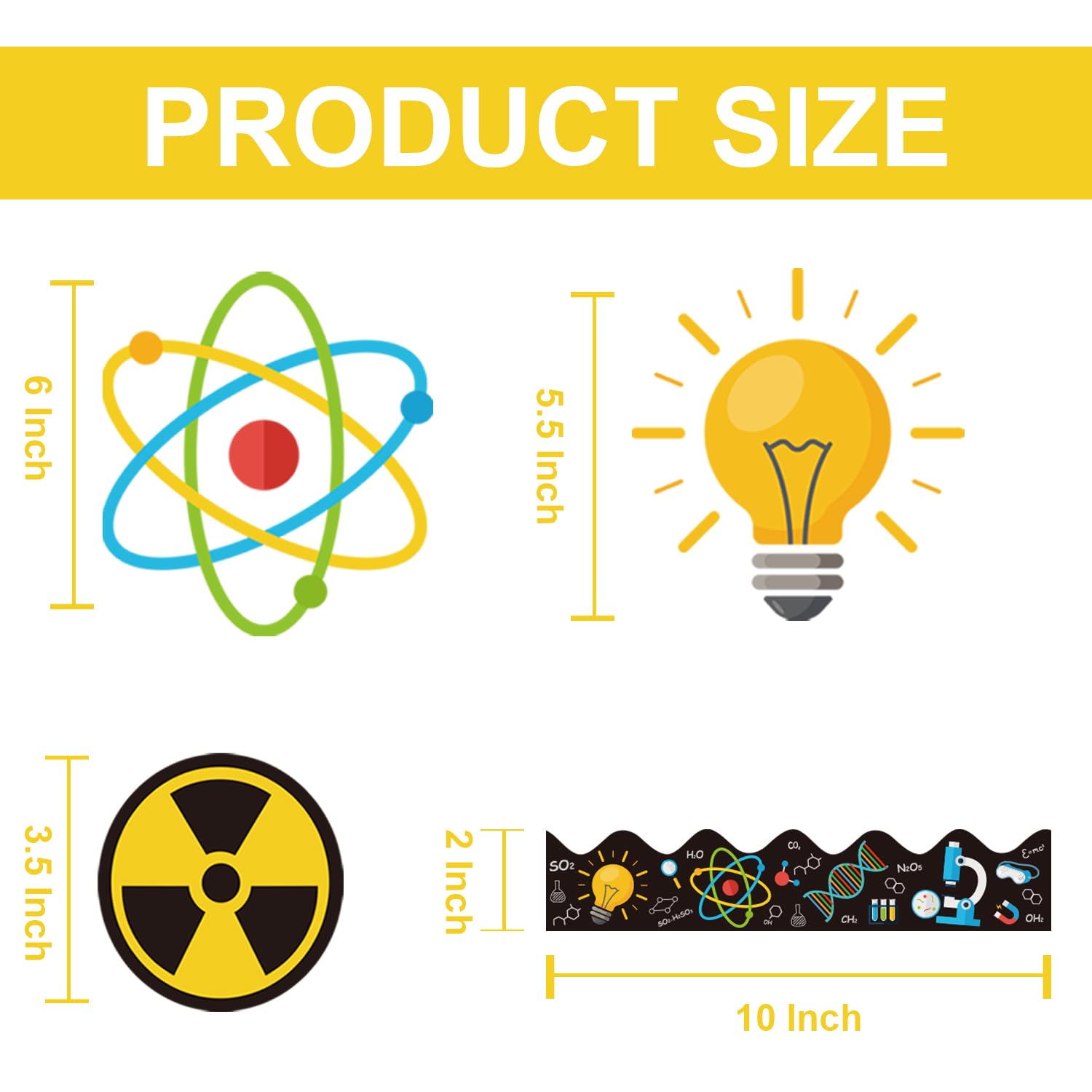Henoyso Lot De 100 Fournitures De Tableau D'exposition Scientifique  Comprenant 80 Bordures Festonnées Pour Tableau, image size:1500x1500