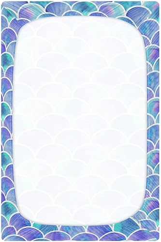 Miniatura 3 de Sábanas de cuna con escamas de pez de sirena para niños y niñas, sábanas para empacar y jugar, súper suaves, sábana bajera para cuna estándar y