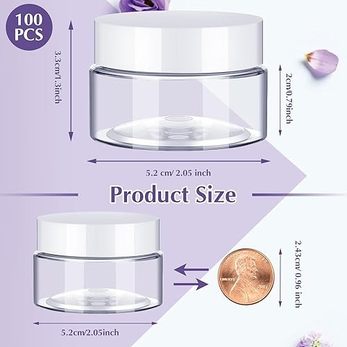 Miniatura 2 de SATINIOR 100 Pcs Plastic Jars with Lids Small Containers Lids Wide Mouth Small Plastic Containers for Lotion Cream Rhinestones Body Butters Travel