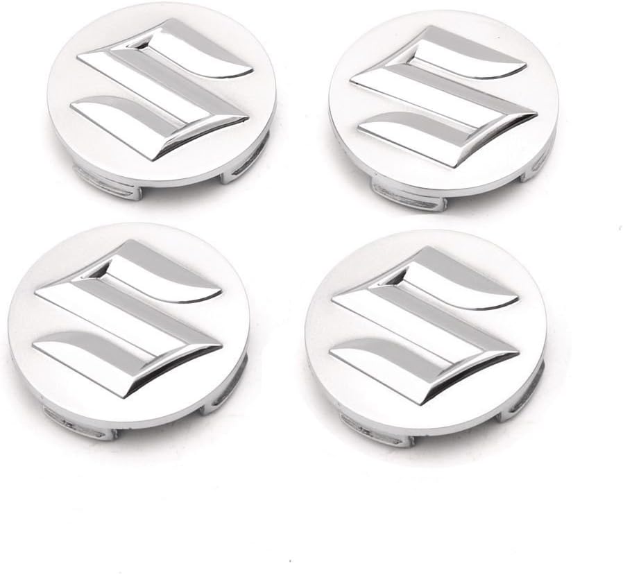 puzhanyou 54mm Wheel Hub Center Caps Emblem Badge Chrome Sliver for Suzuki Swift SX4 4-pc Set