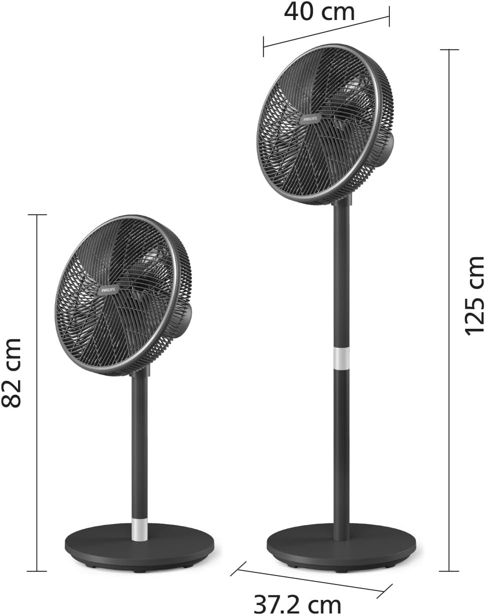 PHILIPS Smart Pedestal Fan Serie 3000. Potente & Ultra-Silenzioso, Tecnologia SilentWings.19 dB. Ventilatore Tavolo&Piantana 2-in-1. Inclinabile & Rotante. Controllo App. Timer 12h. Nero (CX3550/01) Nero A piantana - Immagine 2