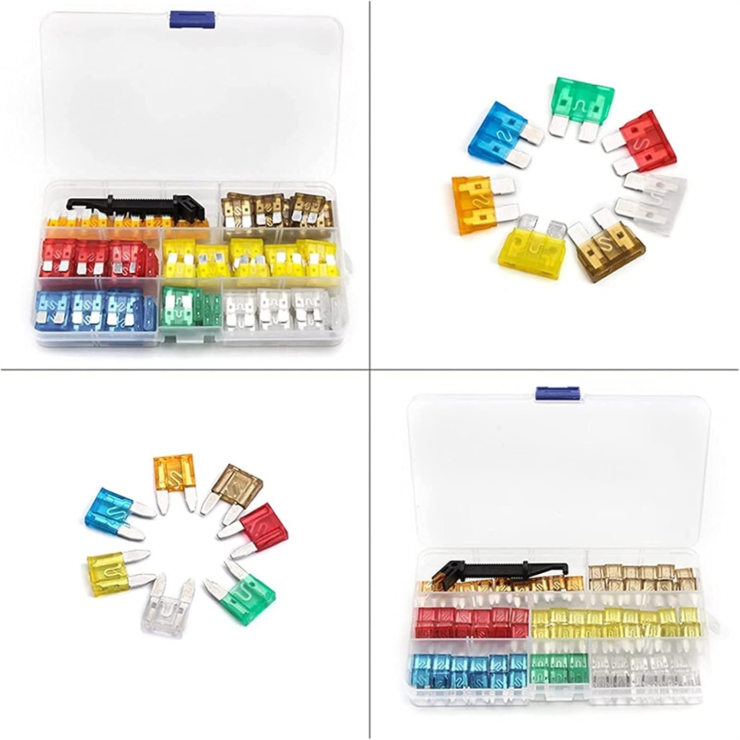 242pcs 5-30 AMP Mini Auto Fuse Multicolor Auto Truck ATC Fuse Blade Nylon&Aluminum Kit with Black Fuse Key