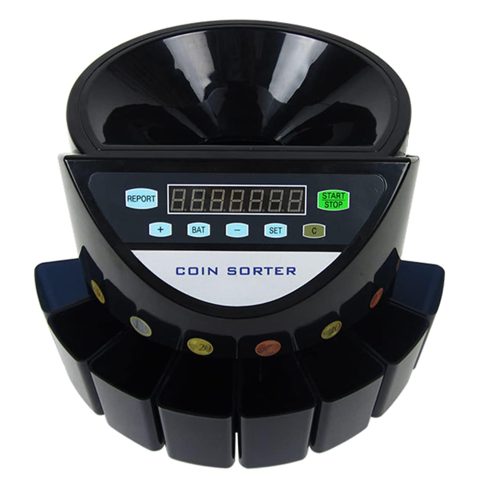 COYEUX Numeratore elettronico di Monete, conteggio e smistatore di Monete con Display Digitale a LED, 300 Monete/Minuto per Negozi scolastici e Banche