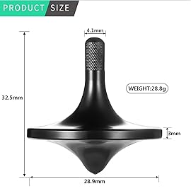 CHEETOP Stainless Steel Spinning Top, Premium Exquisite Perfect Balance Well Made Metal Desk EDC Little Fidget Toy, Spin Long Time Over 6 Minutes, Great Value (Black,Medium Diameter 29mm)